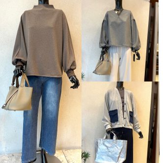 秋のお出かけコーディネート♪KOKIAプルオーバーブラウス＆RESPECデニム＆B7ブラウス＆maturitaカットソーデニムポケットカーディガン
