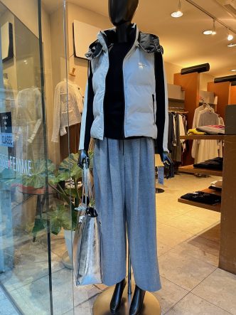 軽めの羽織り物とニットのご紹介♪　deargue中綿入りベスト＆NOUQUEジャケット＆maturitaリブニット
