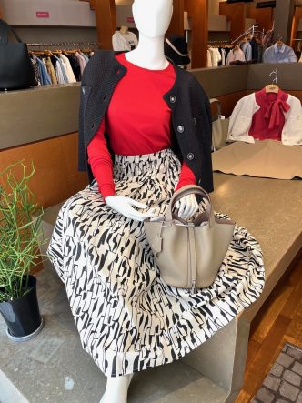 プリントスカートコーディネート♪　NOUQUEスカート＆B7カットソー＆ALDRIDGREカーディガン