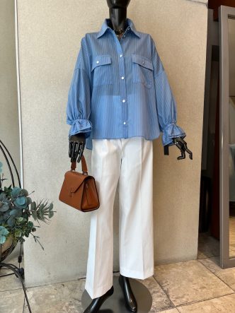 ブラウスコーディネート♪B7ブルーストライプブラウス＆RESPECブラウス＆デニム