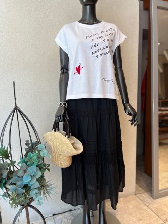 Mylanka　Tシャツ＆maturitaティアードレース使いスカート