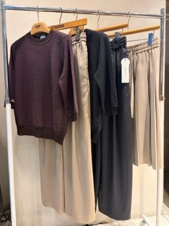 autumun collection ALDRIDGE七分袖ニット＆Doneeyuサテンドロストパンツ＆　＆Dearプリーツミドル丈スカート